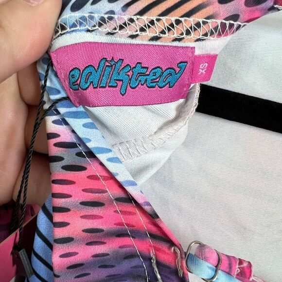 Edikted Y2K Tie Dyed XS Long Sleeve Streetwear E-girl Aesthetic Backless Crop - Picture 9 of 9